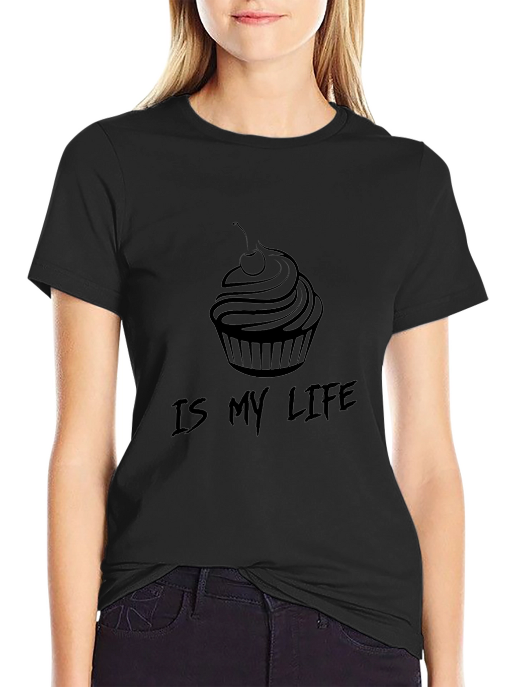 Cupcake Is My Life Black Graphic Tee