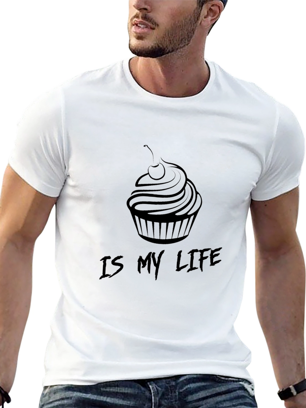 Cupcake Is My Life Black Graphic Tee