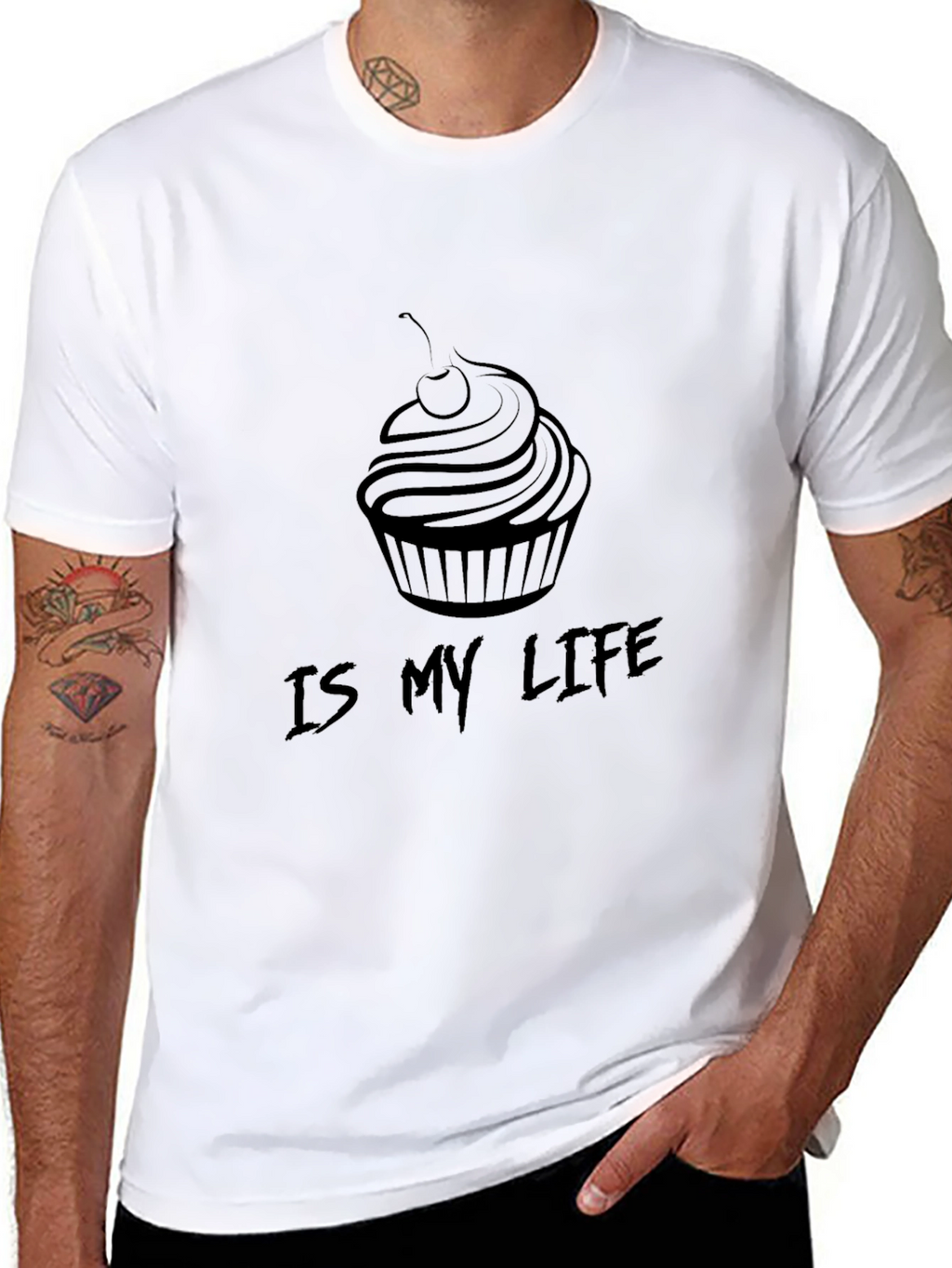 Cupcake Is My Life Black Graphic Tee