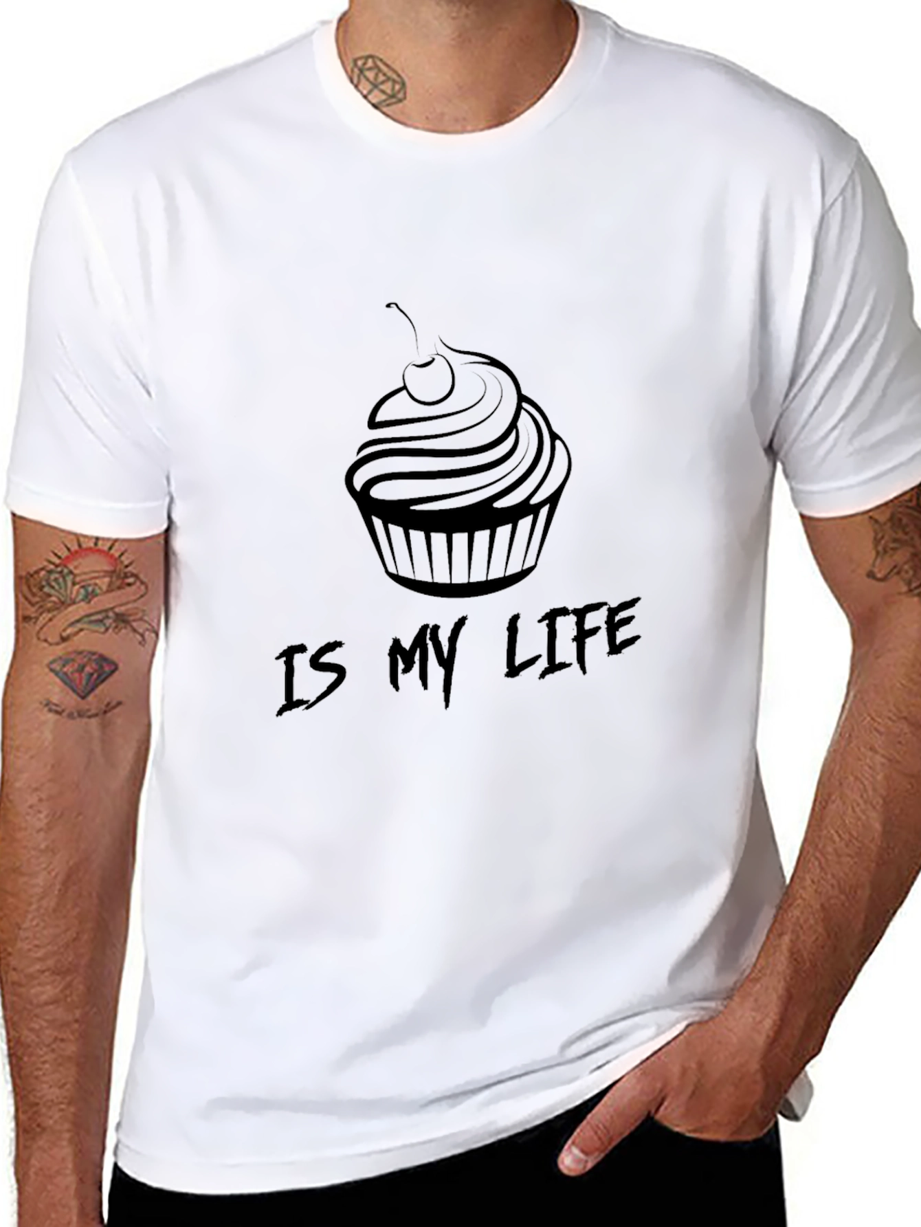 Cupcake Is My Life Black Graphic Tee