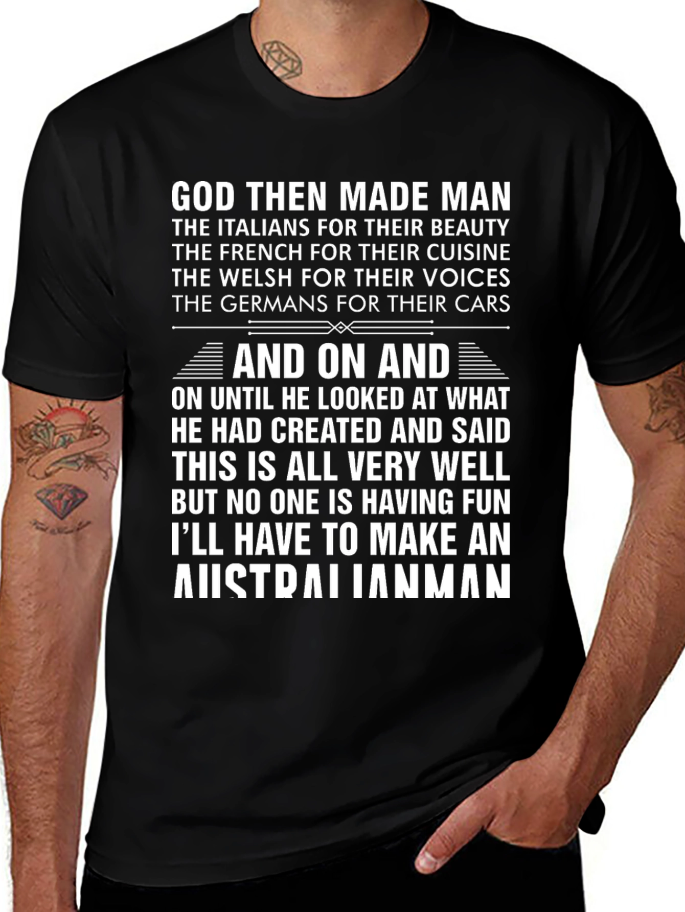 God Then Made Man Australian Funny T-Shirt