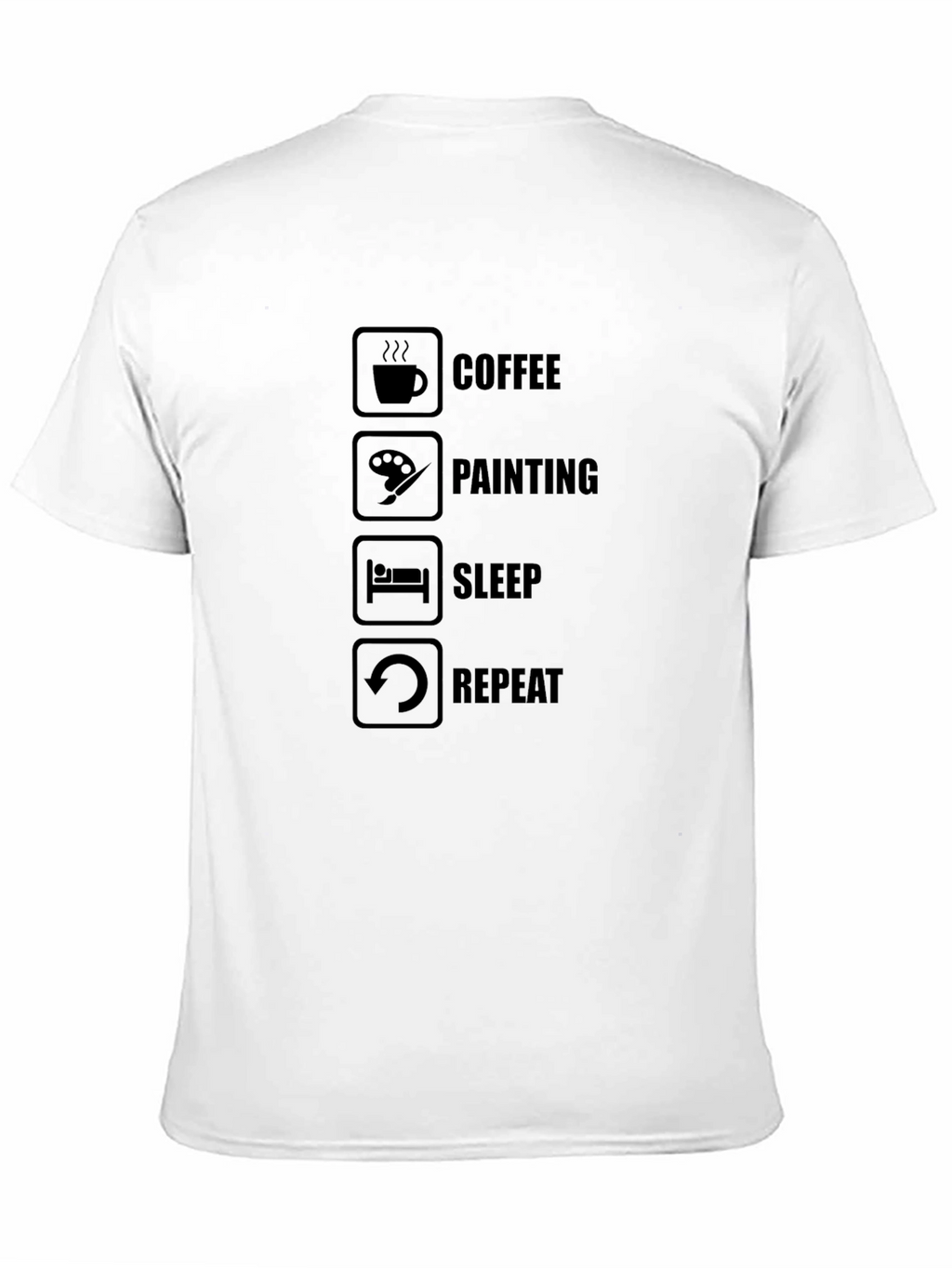 Coffee Painting Sleep Repeat Black T-Shirt