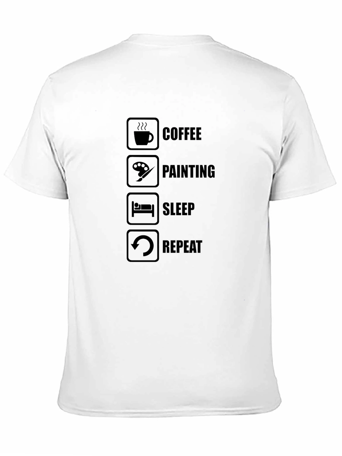 Coffee Painting Sleep Repeat Black T-Shirt