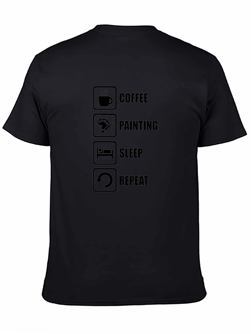 Coffee Painting Sleep Repeat Black T-Shirt