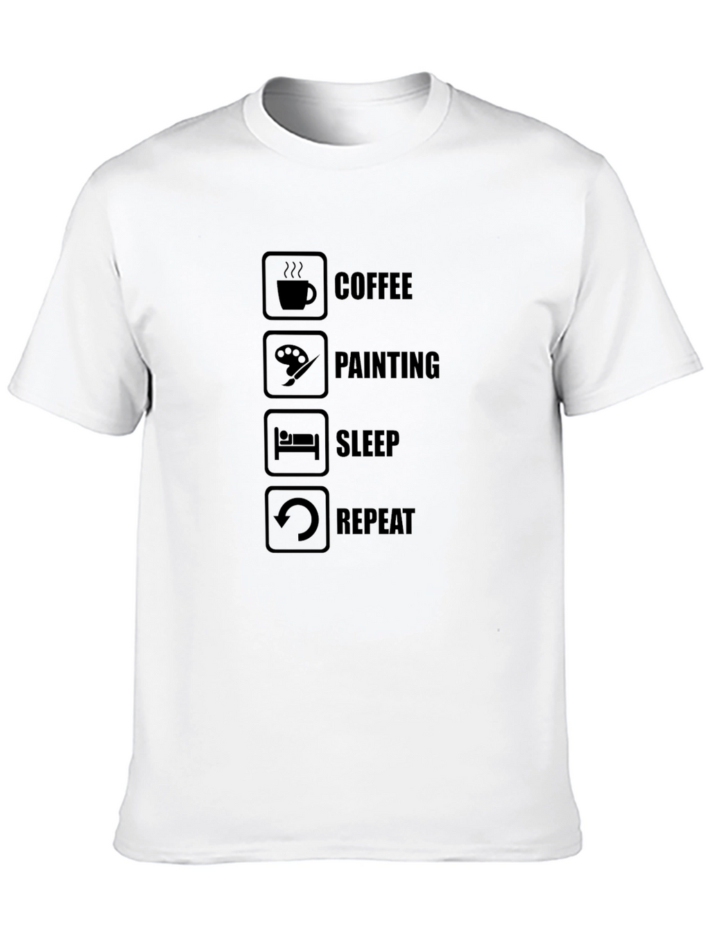 Coffee Painting Sleep Repeat Black T-Shirt