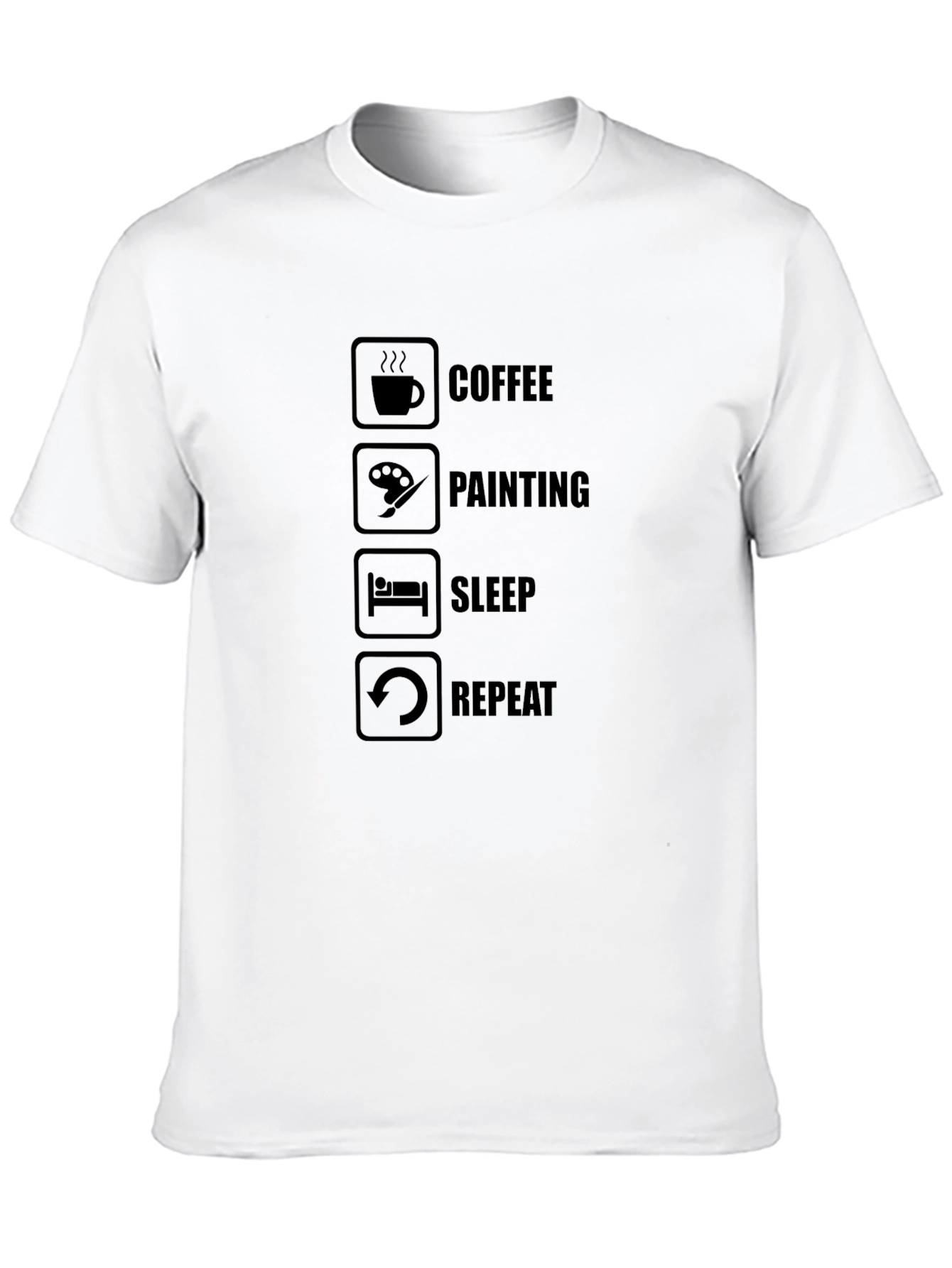 Coffee Painting Sleep Repeat Black T-Shirt