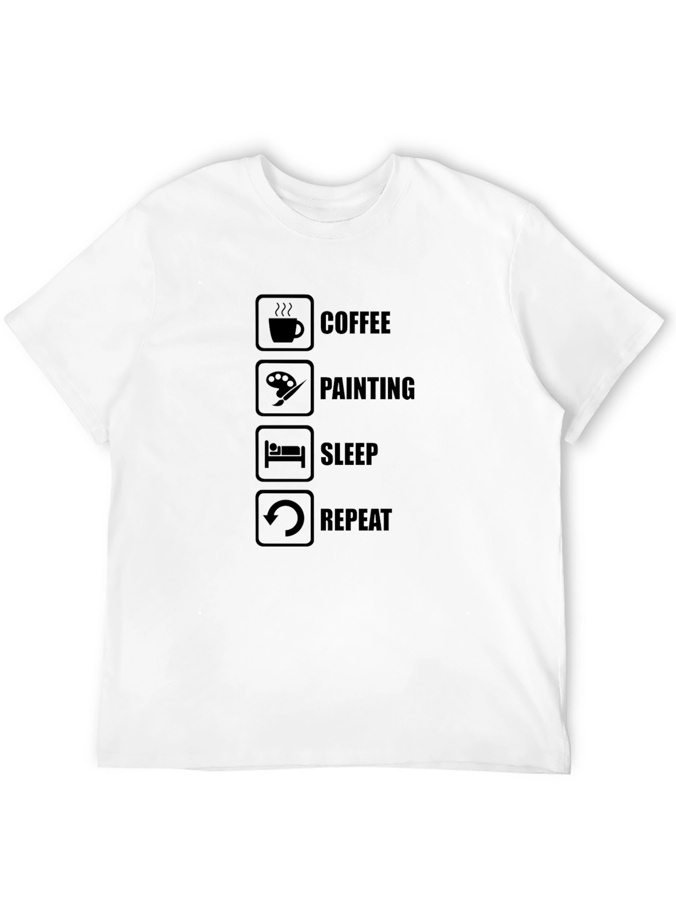 Coffee Painting Sleep Repeat Black T-Shirt