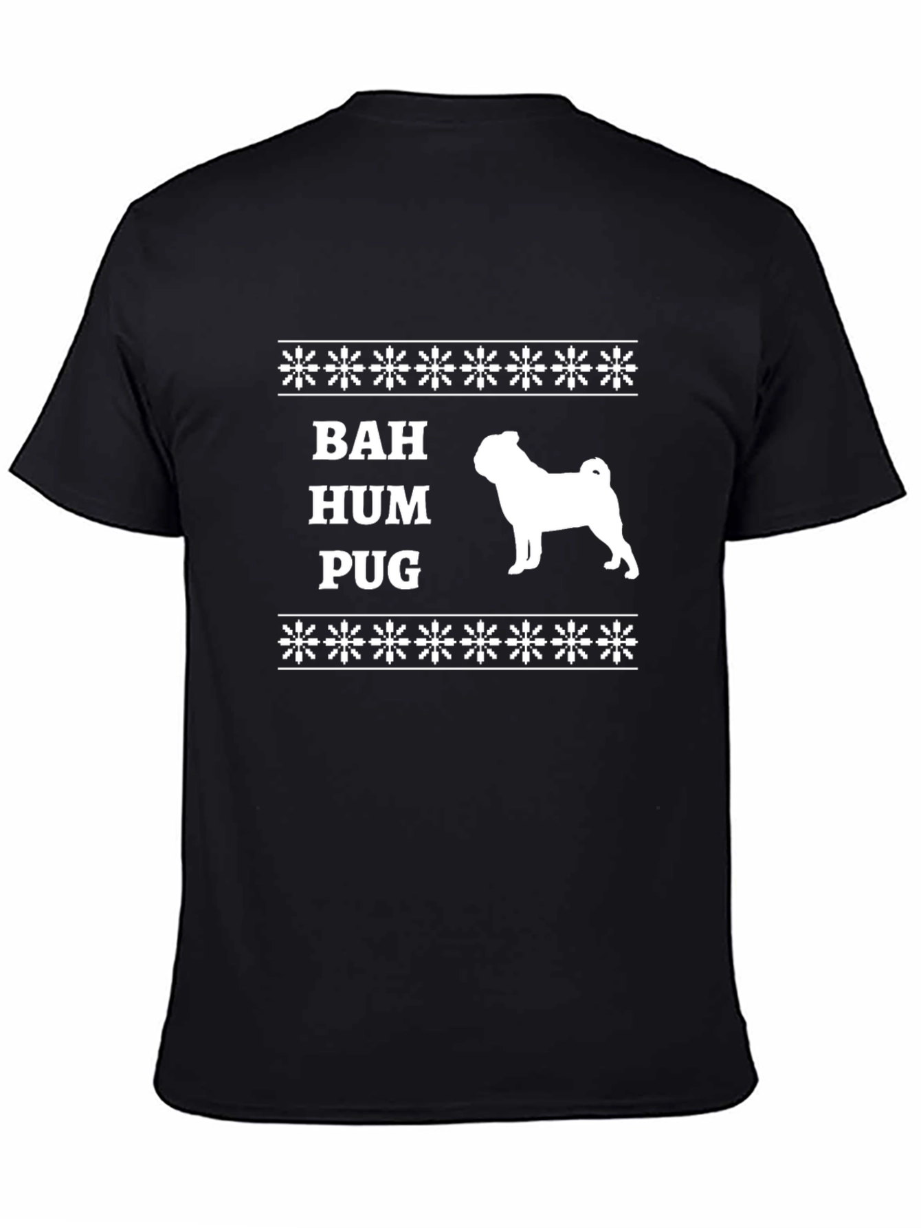 Bah Hum Pug Ugly Christmas T-Shirt Black