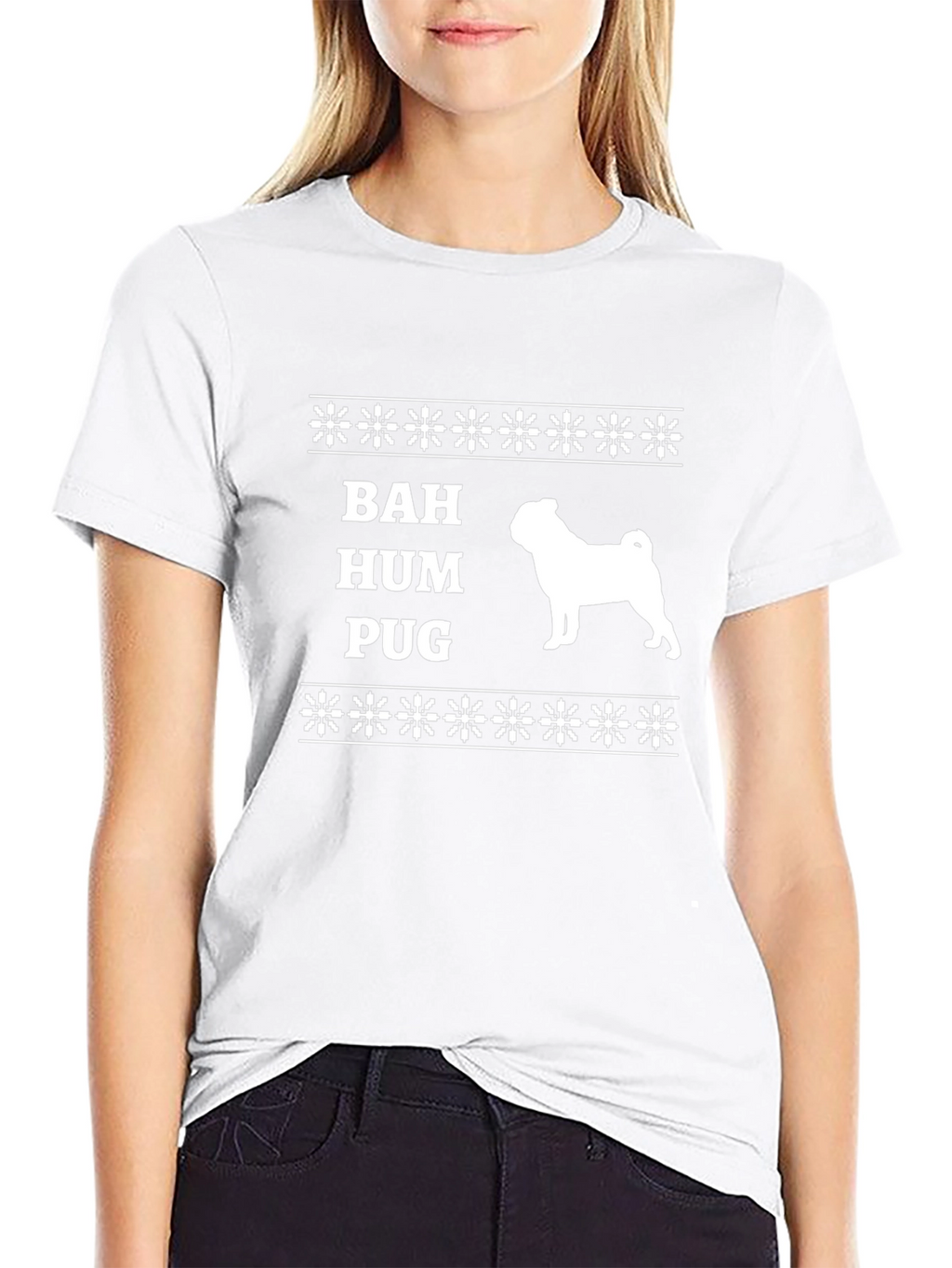 Bah Hum Pug Ugly Christmas T-Shirt Black