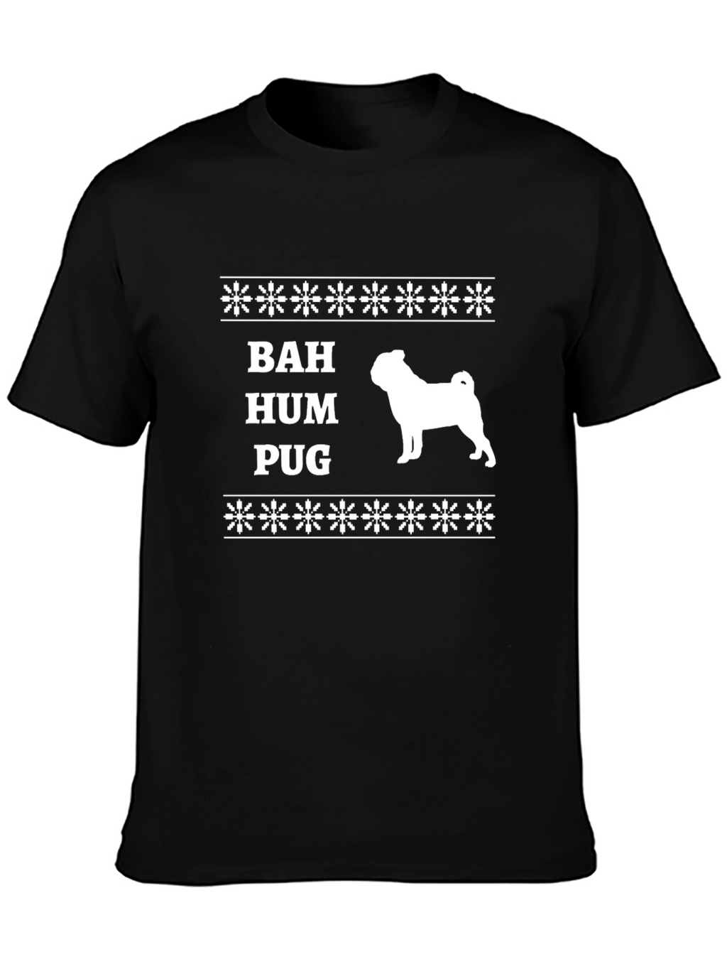 Bah Hum Pug Ugly Christmas T-Shirt Black