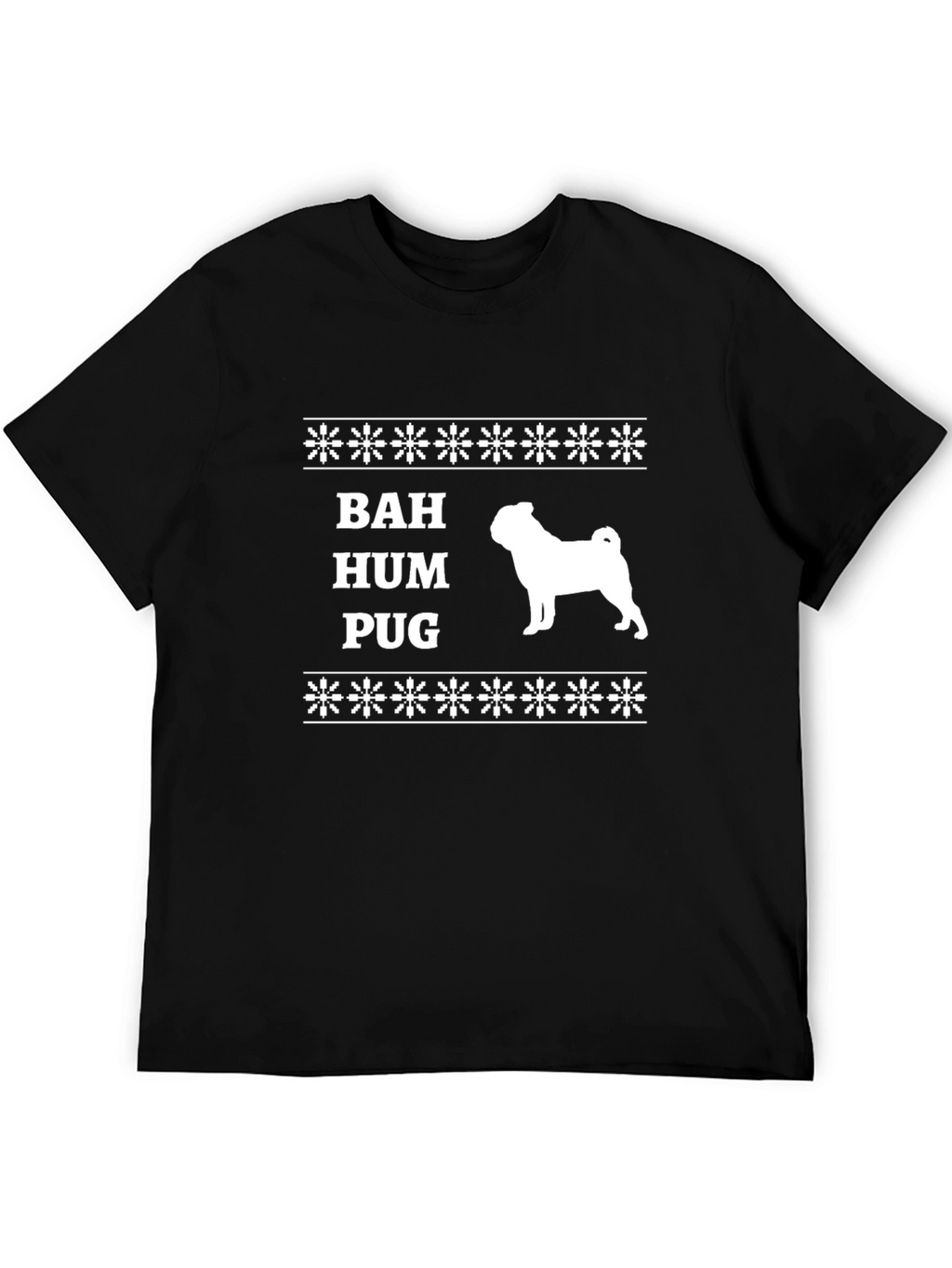 Bah Hum Pug Ugly Christmas T-Shirt Black