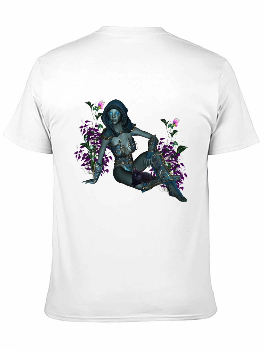 Fantasy Elf Maiden on Black T-Shirt