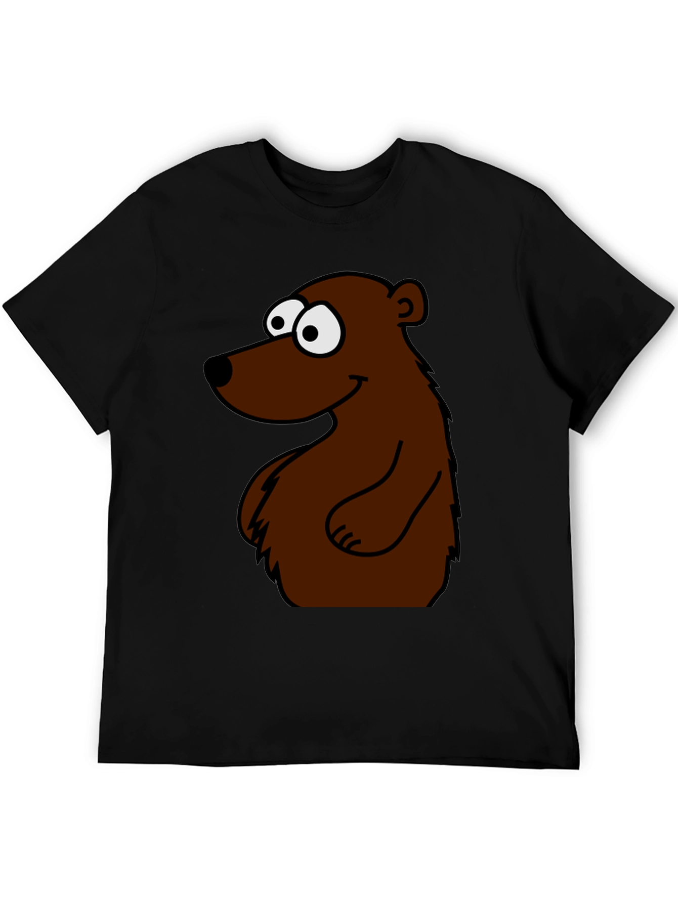 Cartoon Bear Graphic T-Shirt - Black