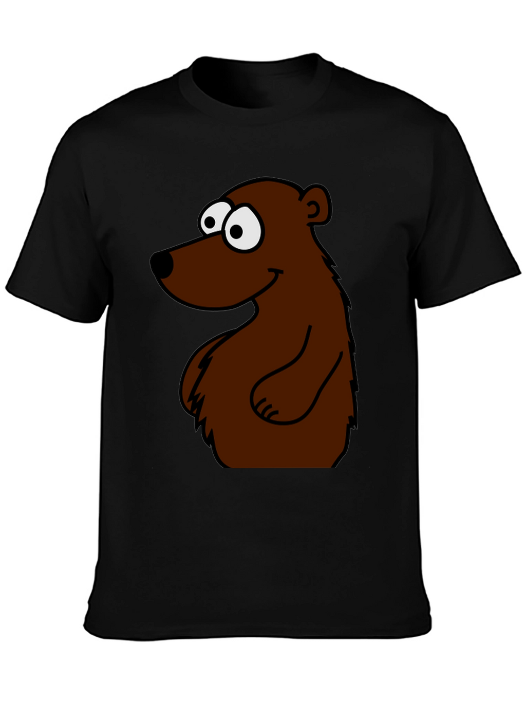Cartoon Bear Graphic T-Shirt - Black