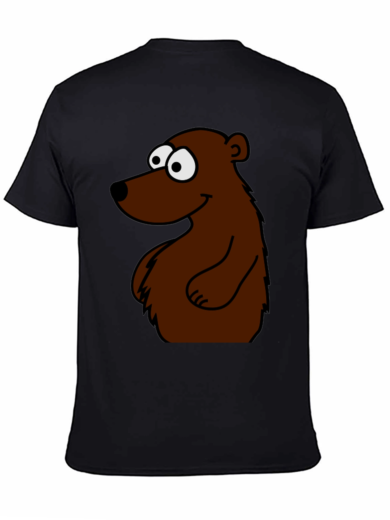Cartoon Bear Graphic T-Shirt - Black