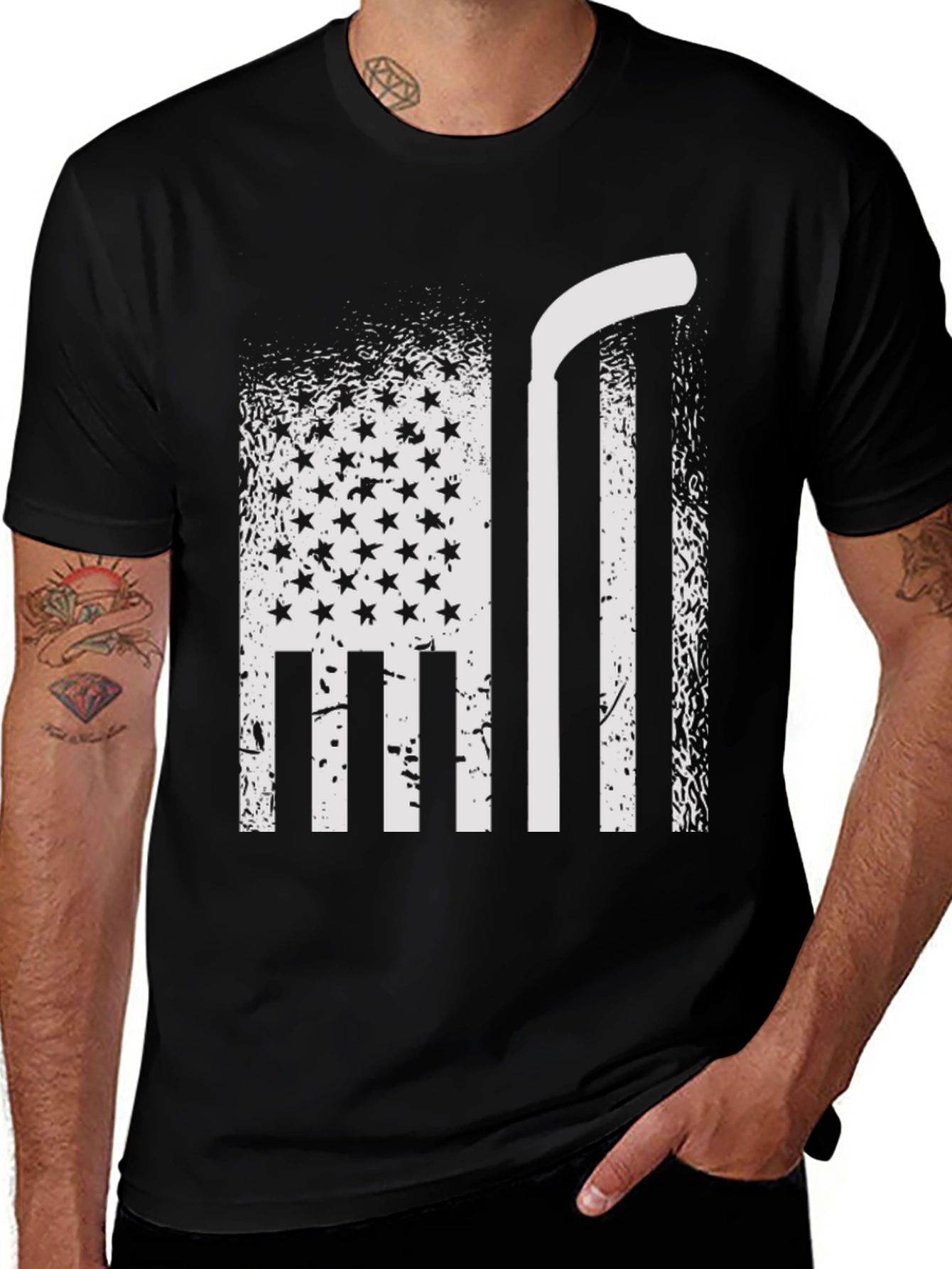 Hockey USA Flag Graphic T-Shirt - Patriotic Tee