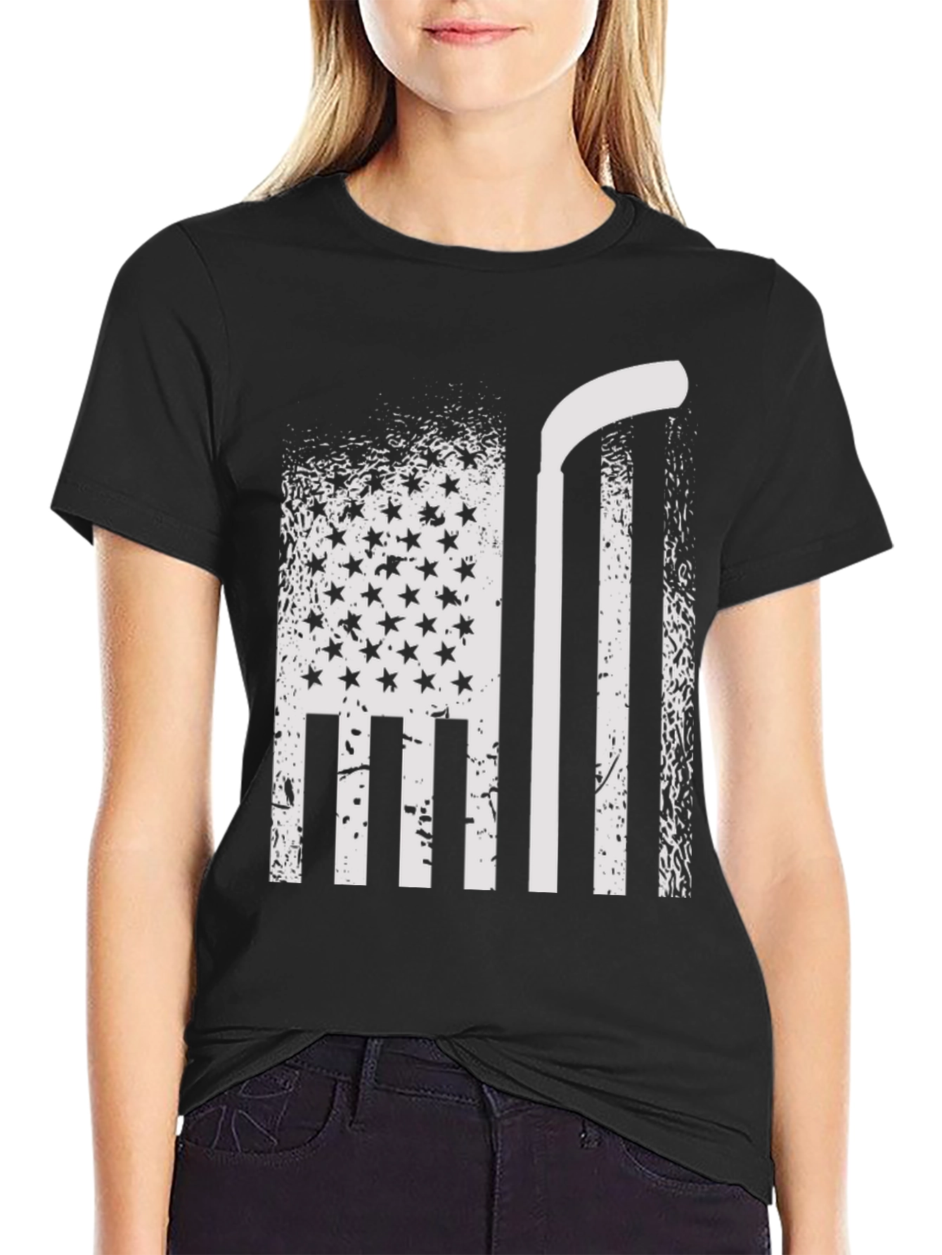 Hockey USA Flag Graphic T-Shirt - Patriotic Tee
