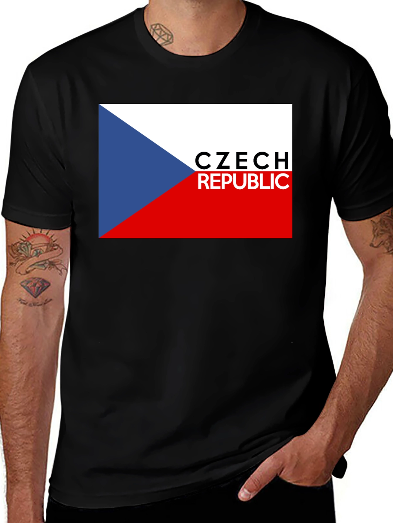 Czech Republic Flag T-Shirt - Unisex Black Tee
