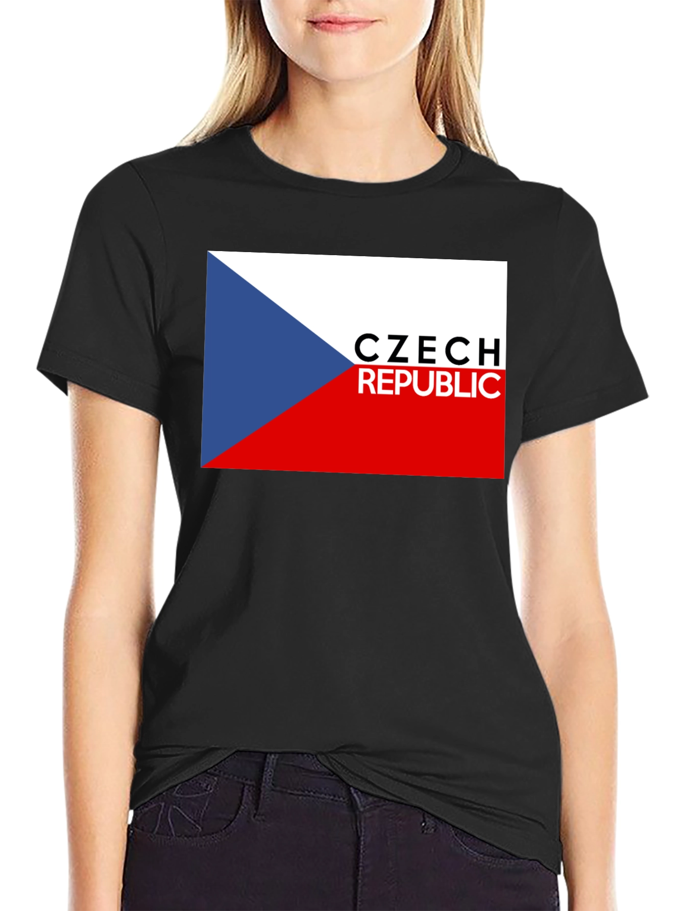 Czech Republic Flag T-Shirt - Unisex Black Tee