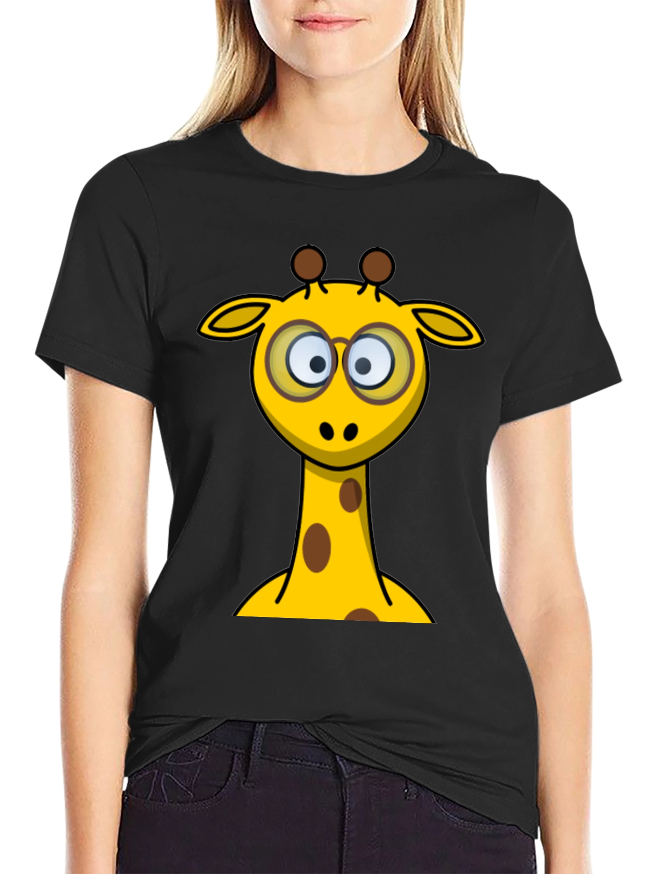 Giraffe Nerd T-Shirt - Cartoon Animal Graphic Tee