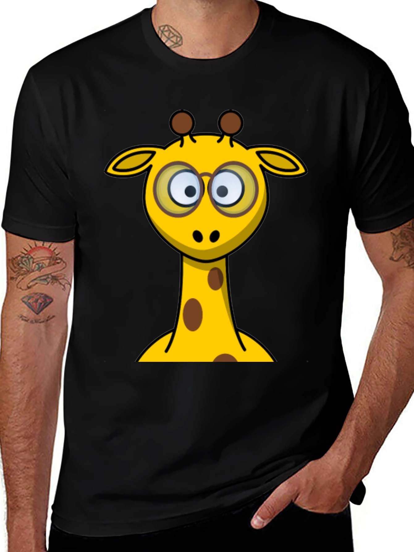 Giraffe Nerd T-Shirt - Cartoon Animal Graphic Tee