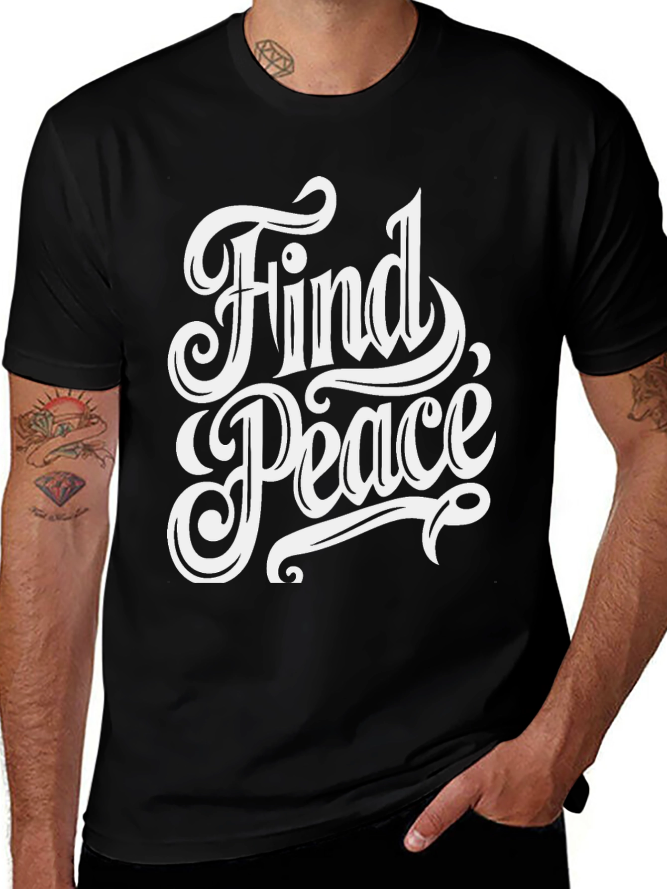 Find Peace Graphic Tee - Black Cotton T-Shirt