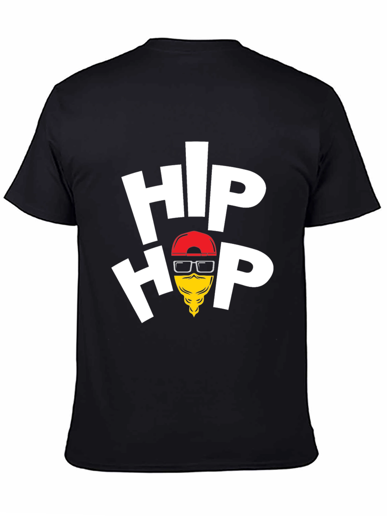 Hip Hop Graphic Tee - Black Cotton Blend