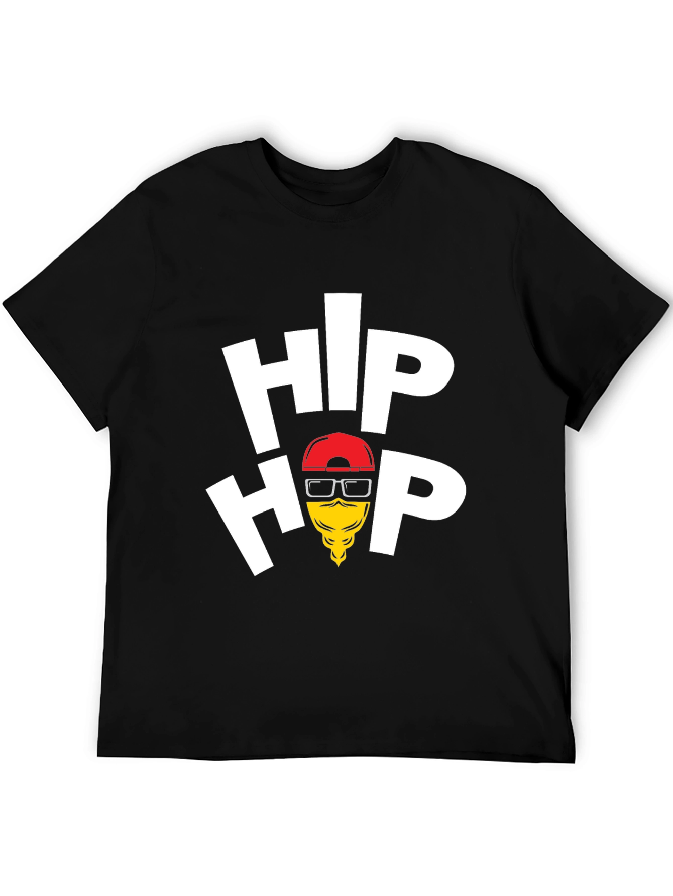 Hip Hop Graphic Tee - Black Cotton Blend