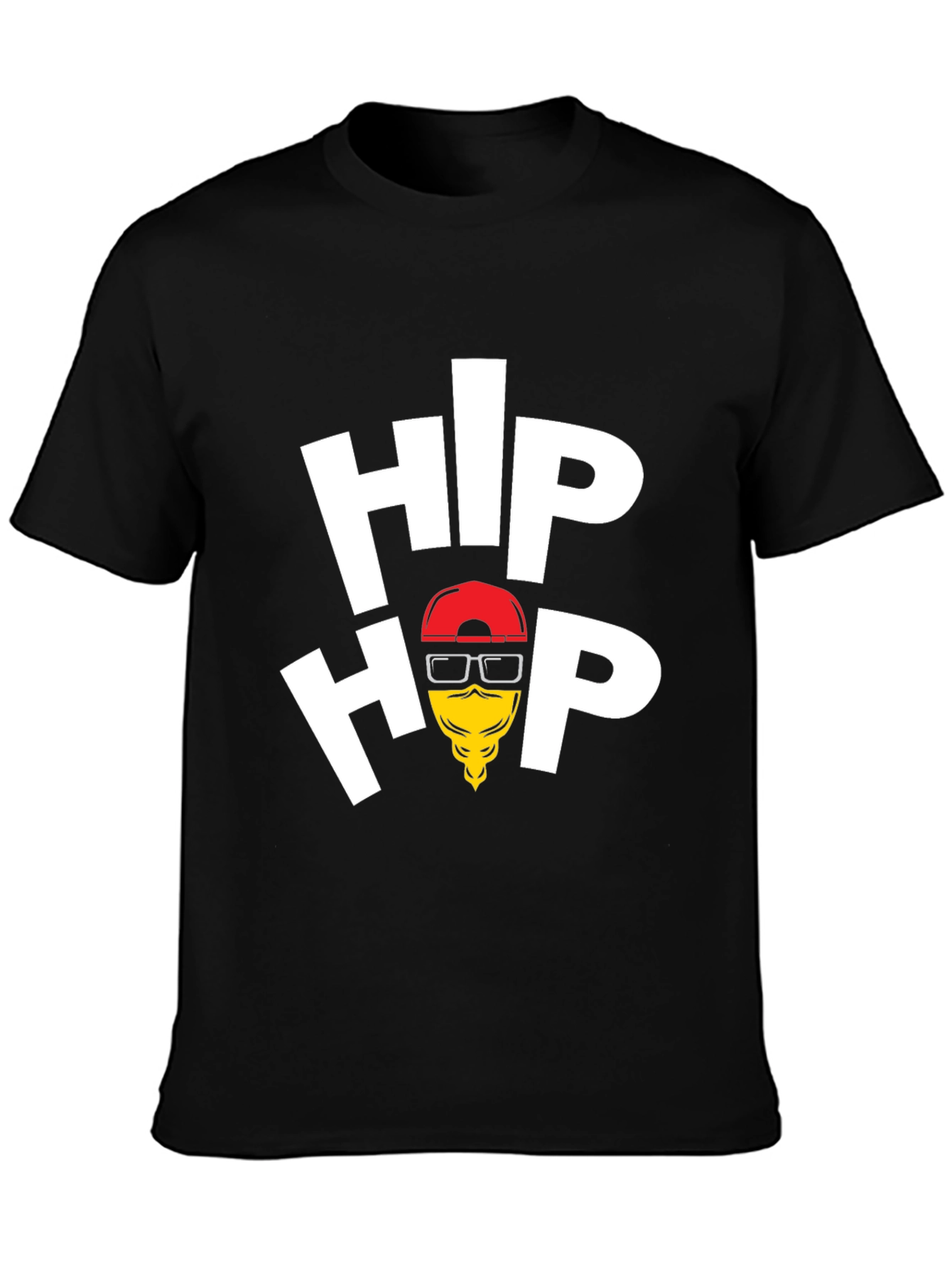 Hip Hop Graphic Tee - Black Cotton Blend