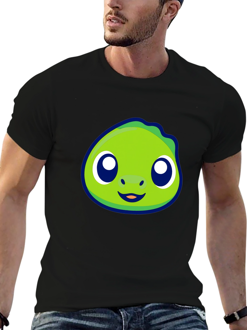 Cute Green Cartoon Character Graphic Tee
