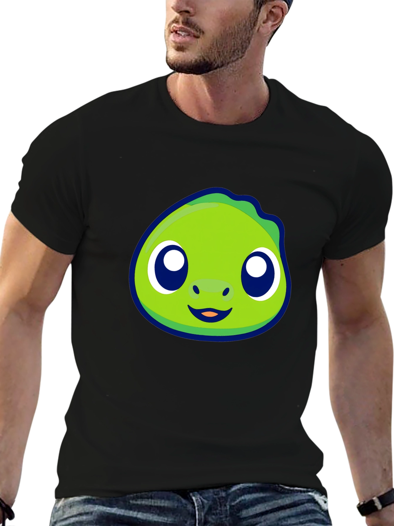 Cute Green Cartoon Character Graphic Tee