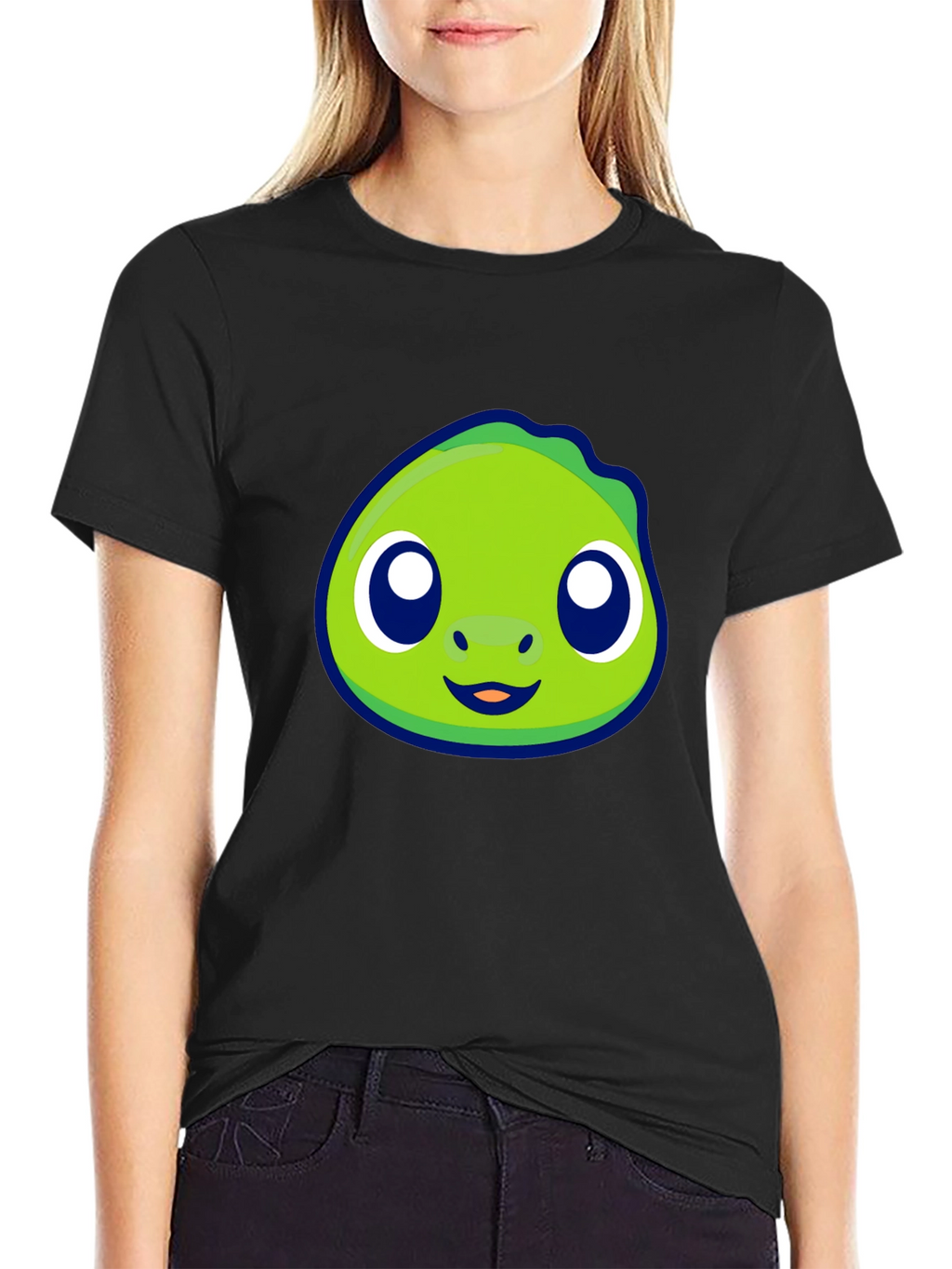 Cute Green Cartoon Character Graphic Tee