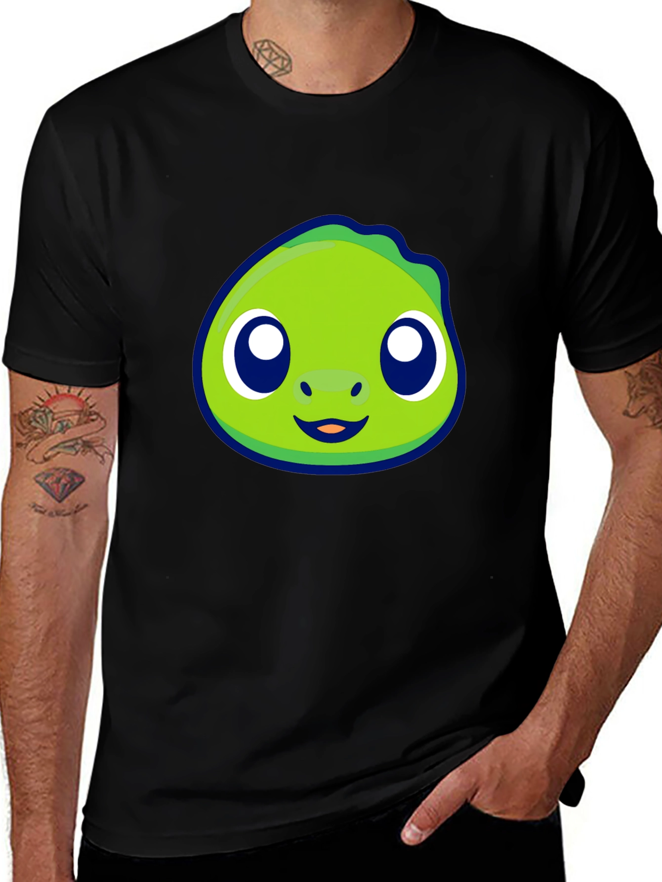 Cute Green Cartoon Character Graphic Tee