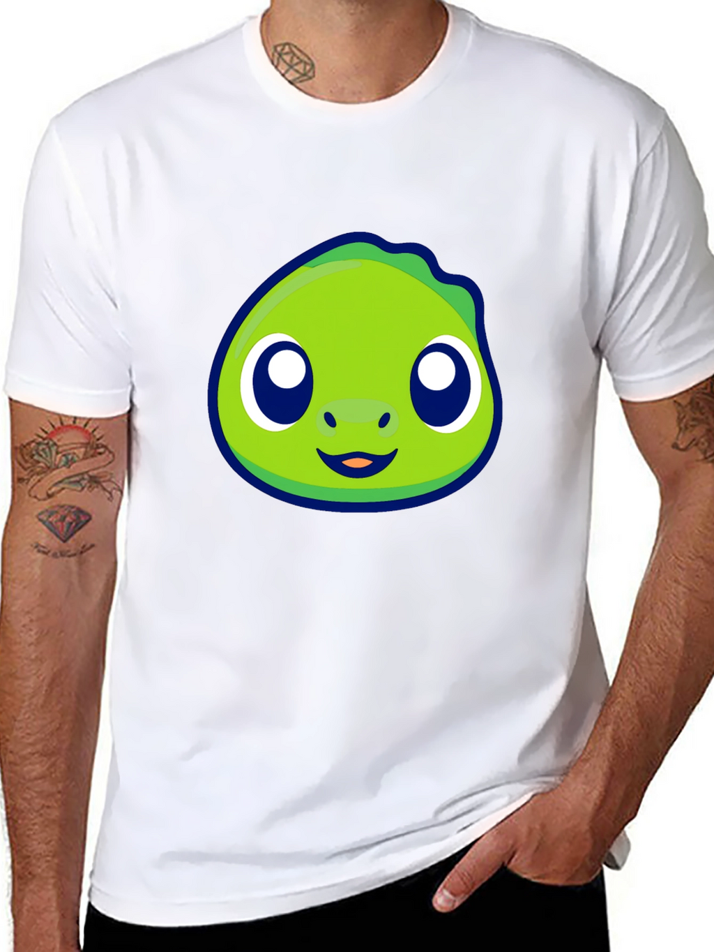 Cute Green Cartoon Character Graphic Tee