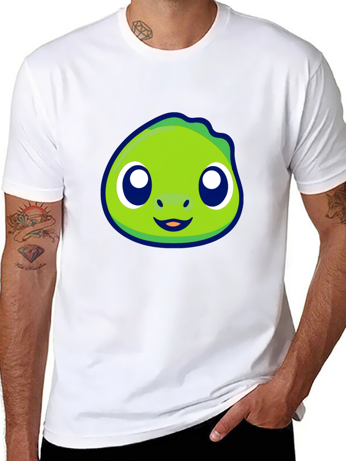 Cute Green Cartoon Character Graphic Tee