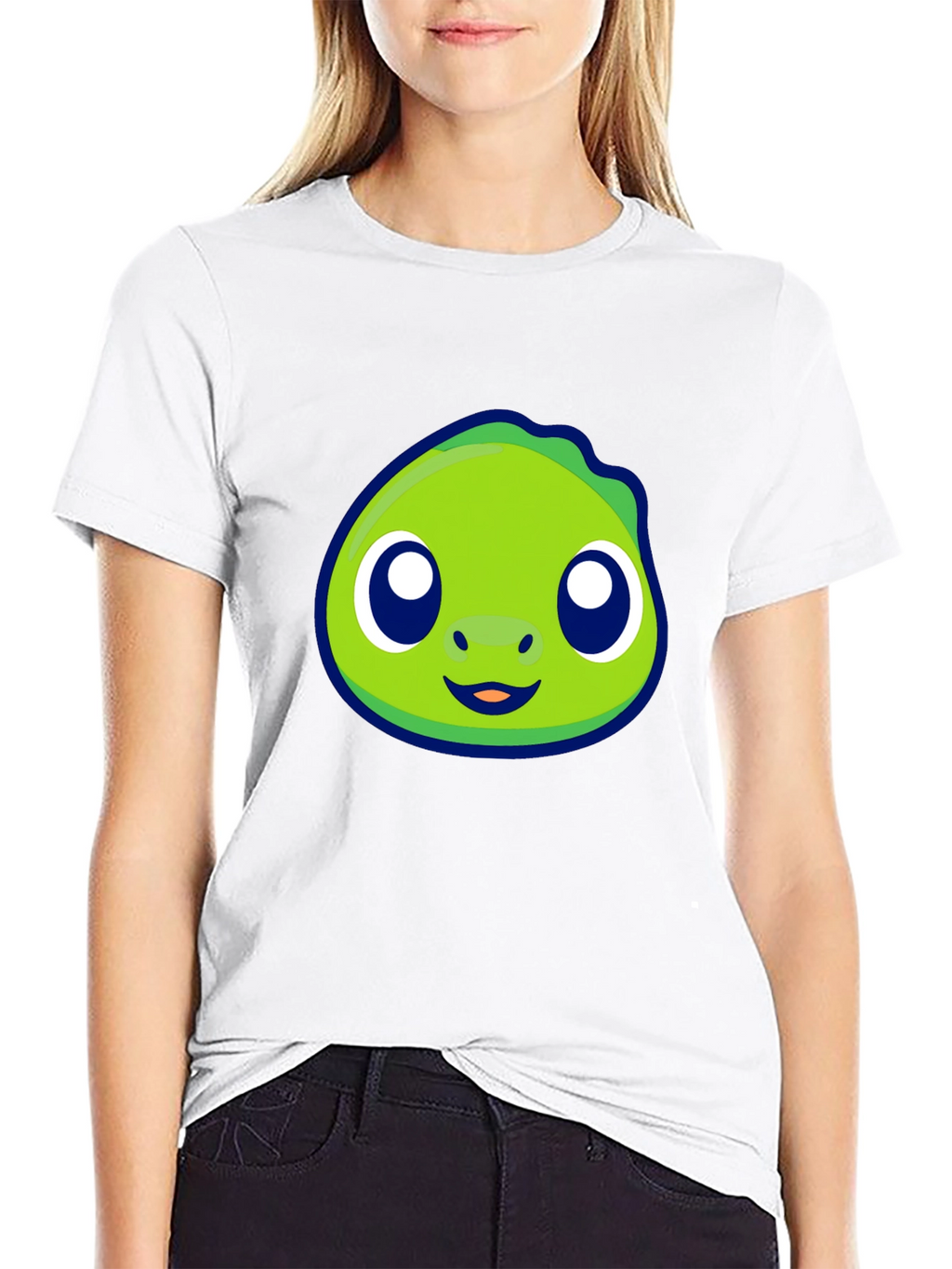 Cute Green Cartoon Character Graphic Tee
