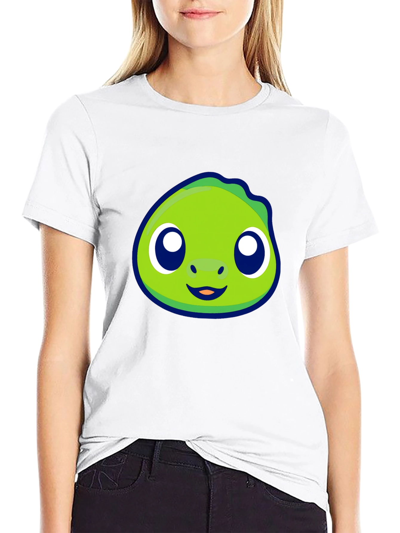 Cute Green Cartoon Character Graphic Tee