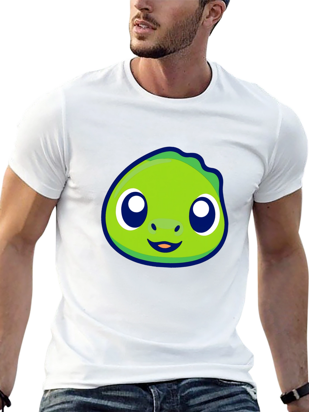 Cute Green Cartoon Character Graphic Tee