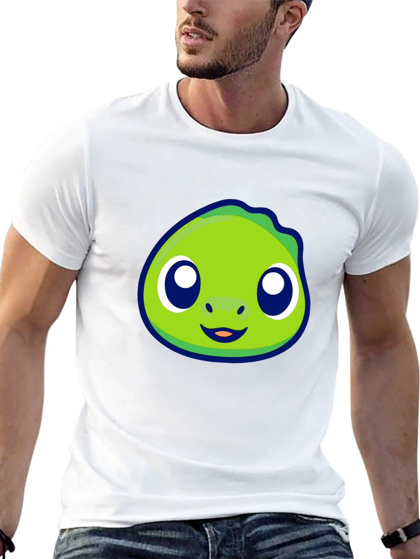Cute Green Cartoon Character Graphic Tee