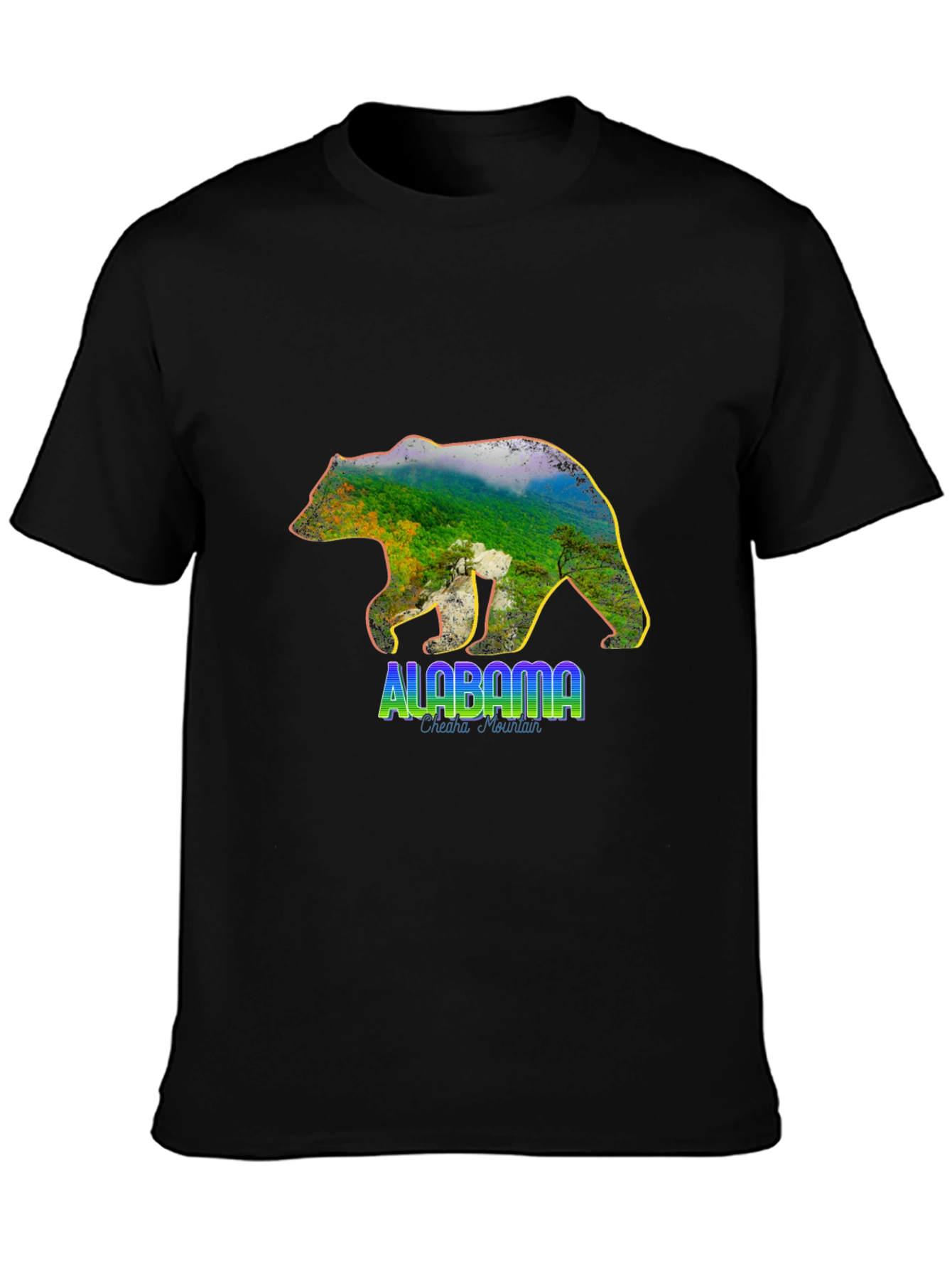 Alabama Bear Graphic T-Shirt - Mens Black Crew Neck