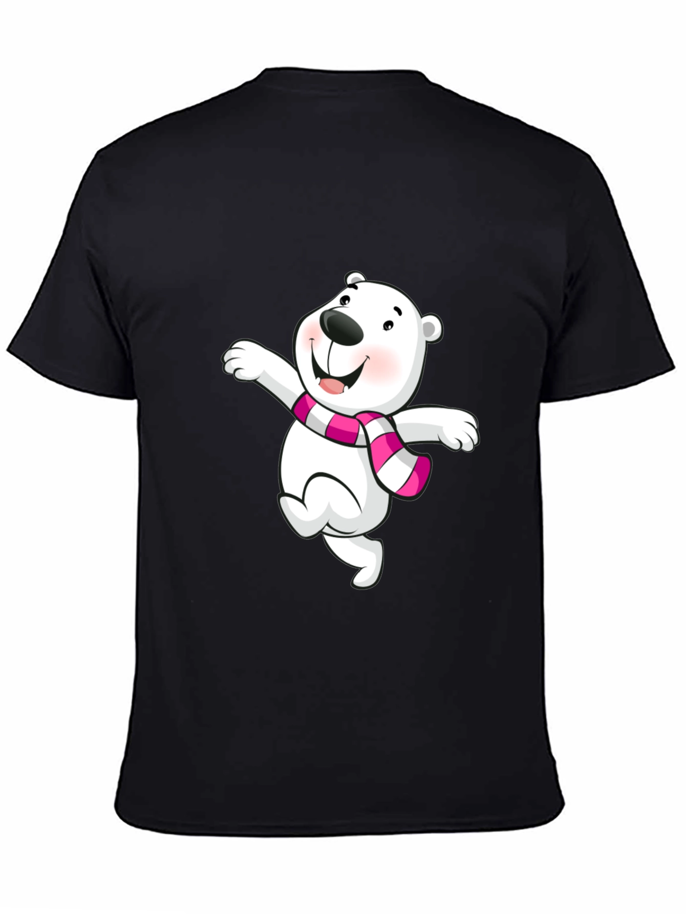 Cute Bear Graphic Tee - Black Cotton Blend Shirt