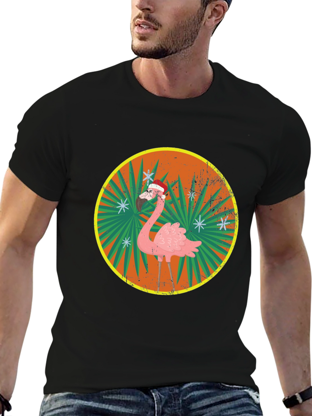 Christmas Flamingo Graphic T-Shirt