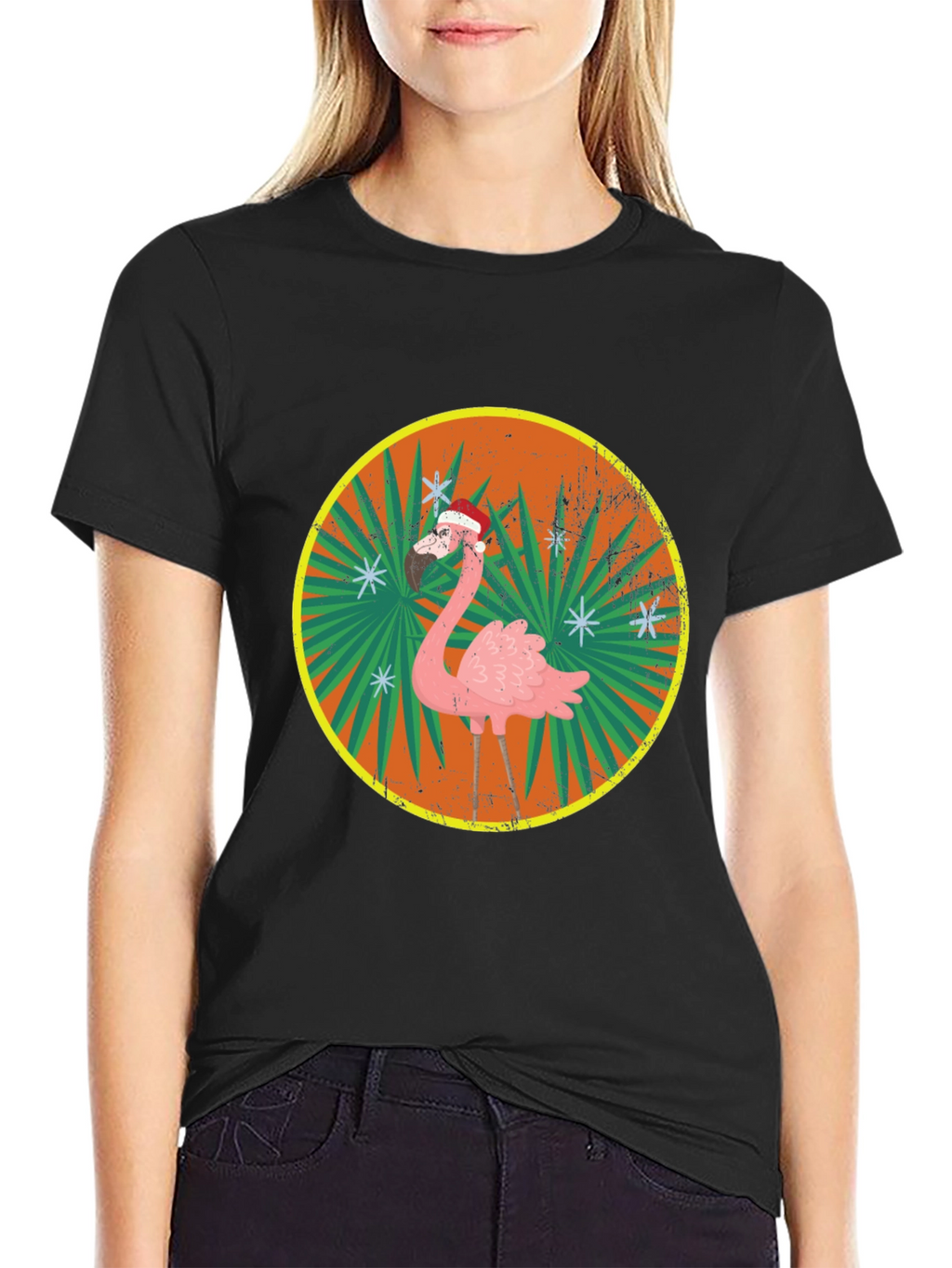 Christmas Flamingo Graphic T-Shirt