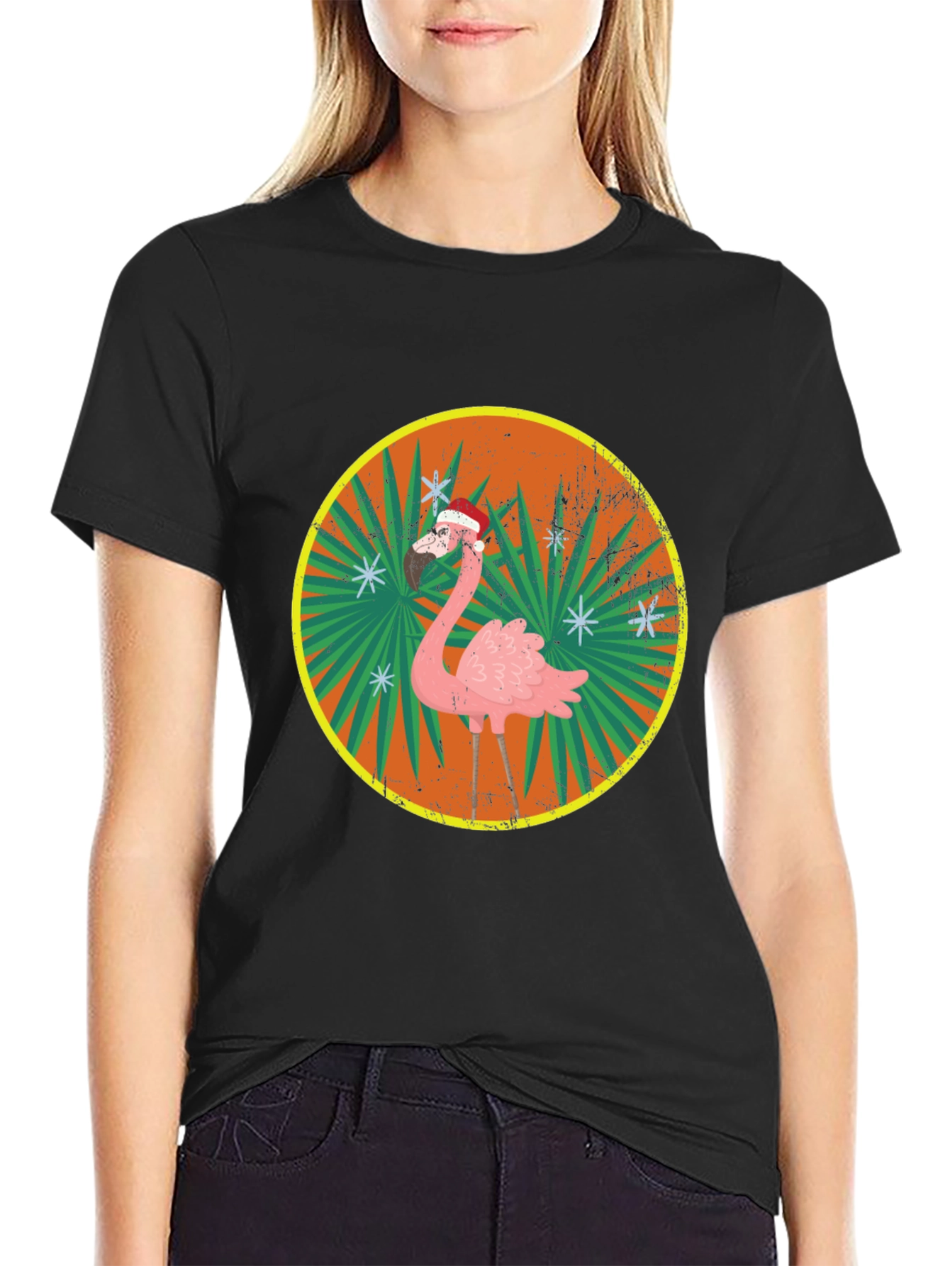 Christmas Flamingo Graphic T-Shirt