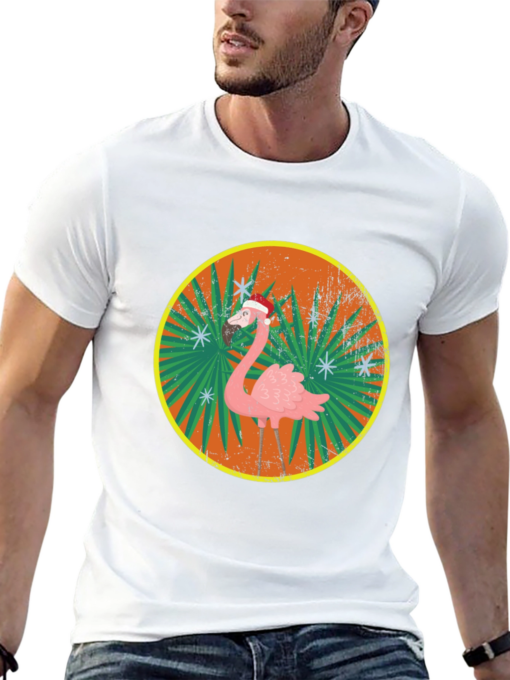Christmas Flamingo Graphic T-Shirt