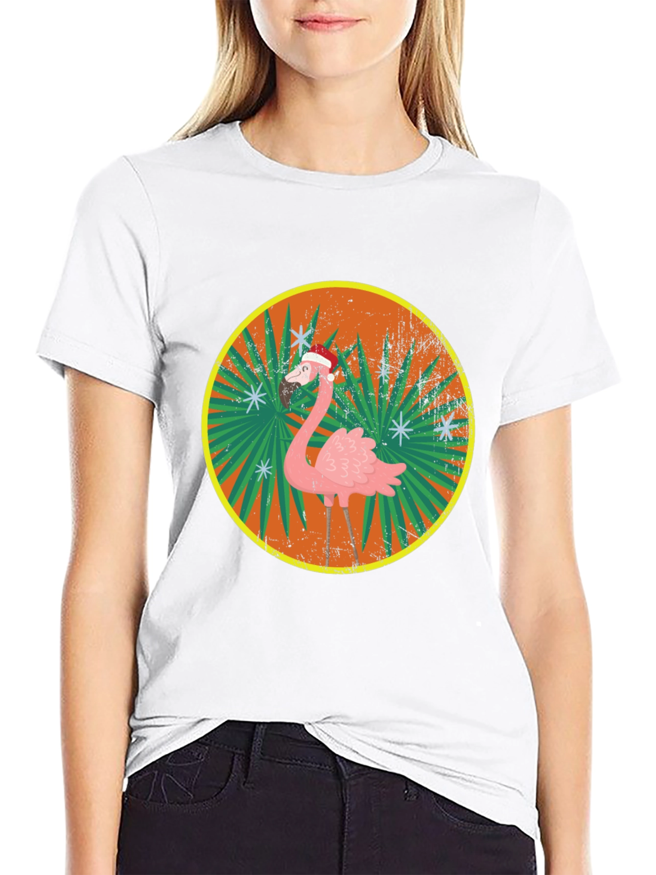 Christmas Flamingo Graphic T-Shirt