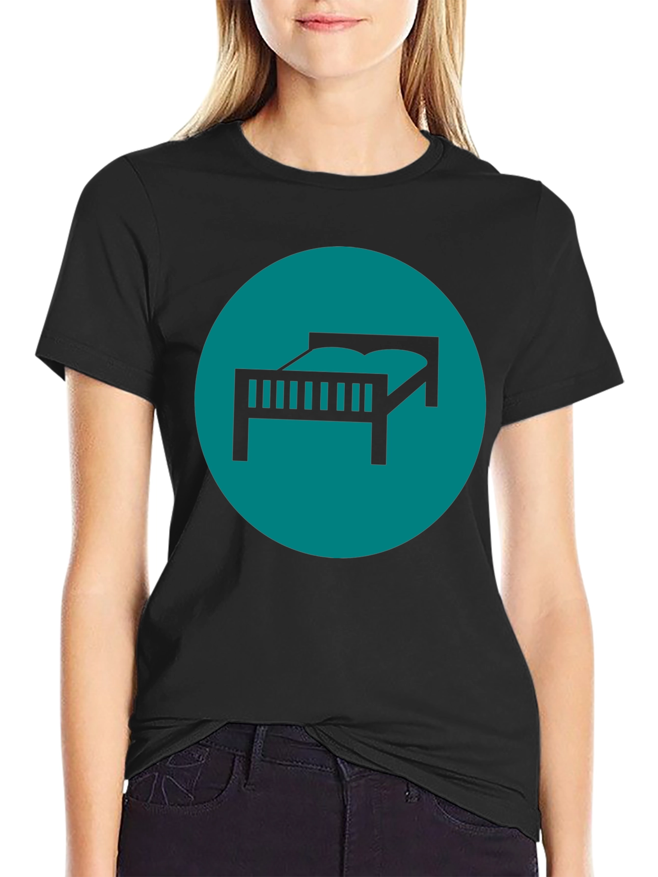 Black Bed Icon Graphic T-Shirt