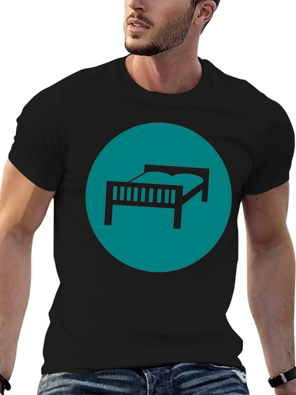 Black Bed Icon Graphic T-Shirt