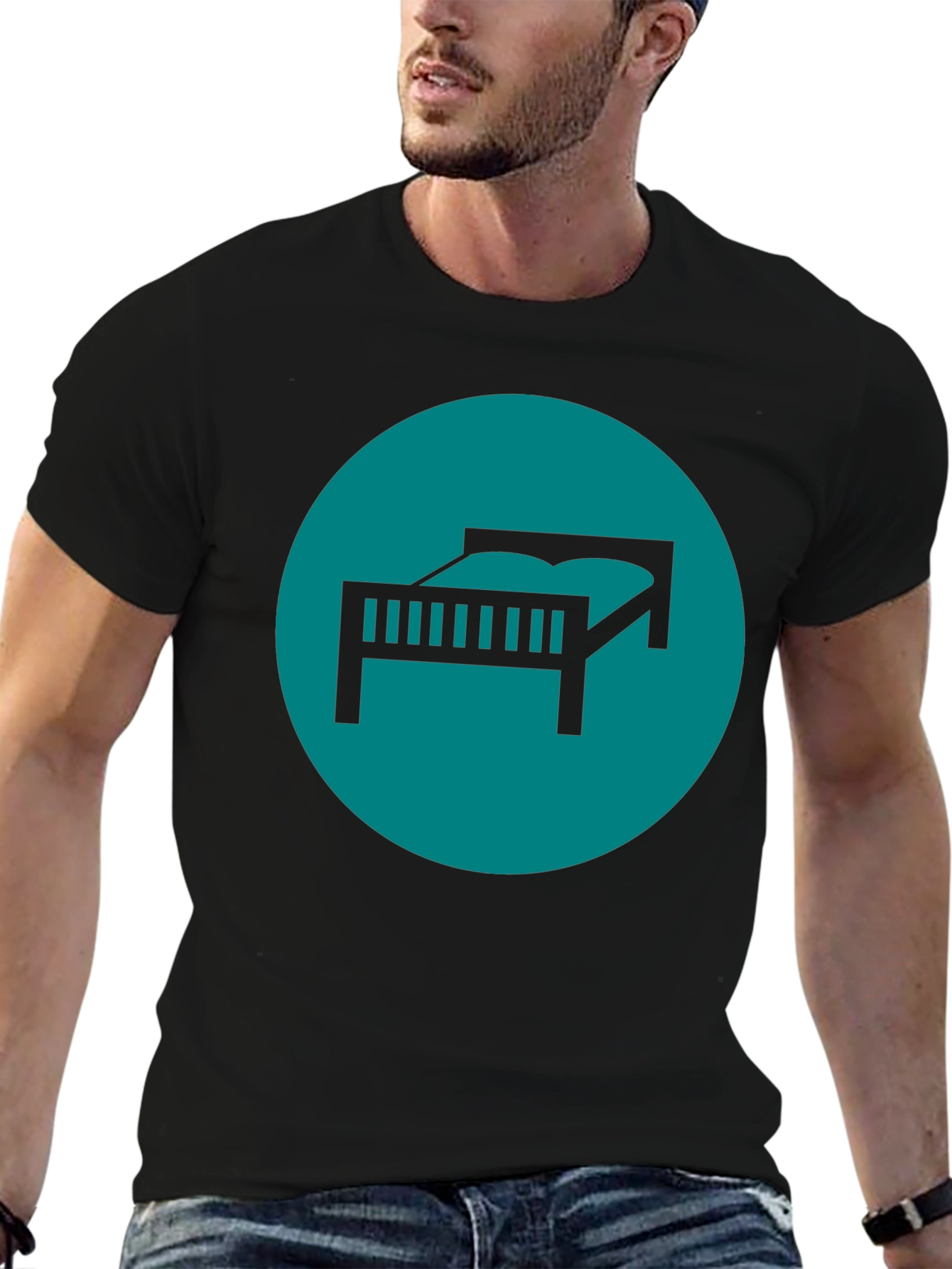 Black Bed Icon Graphic T-Shirt