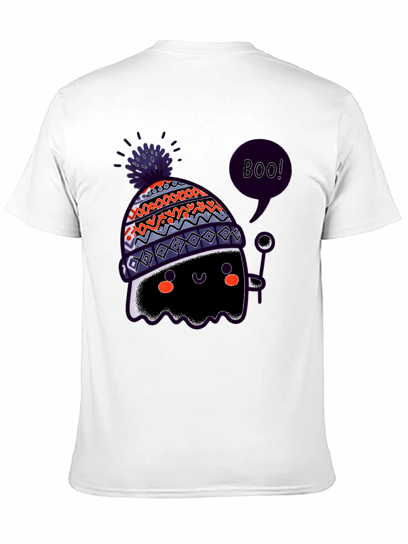 Boo! Ghost in Hat Black Graphic T-Shirt